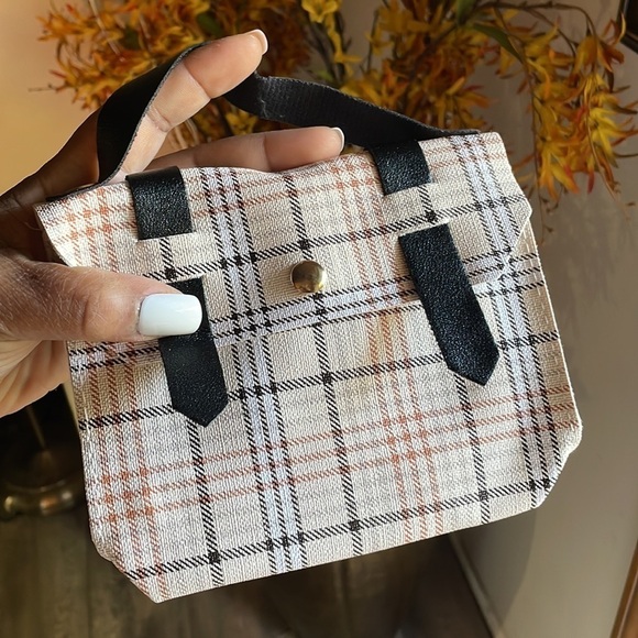 Designer White Plaid Mini Handbag - Picture 6 of 12